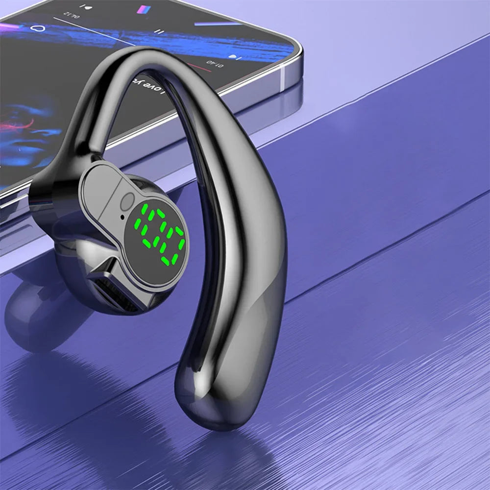 Bluetooth 5.4 Earphone | Single Wireless Earhook Headset with Mic & Noise Cancelling