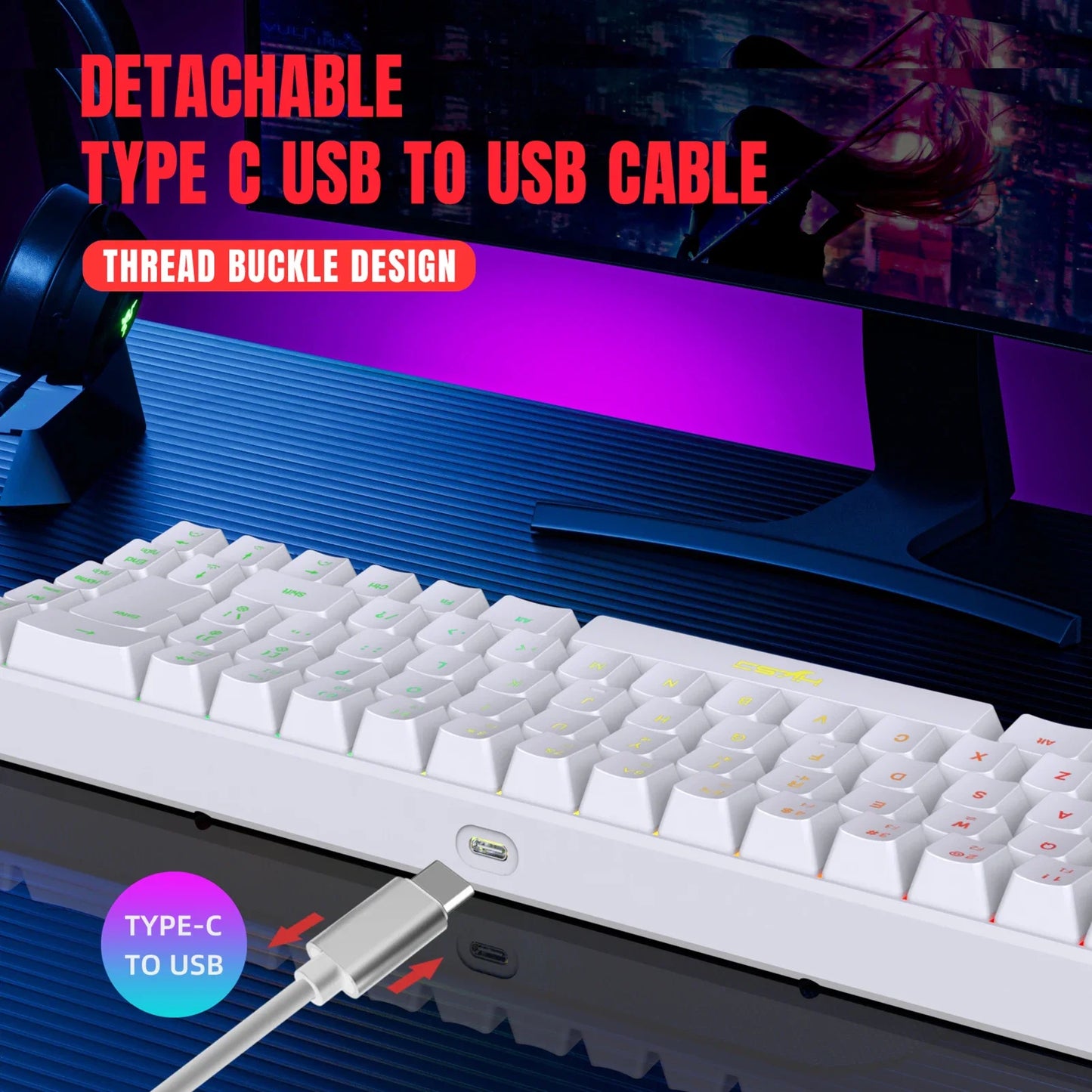 H61K Gaming Keyboard | Mini Wired Mechanical Feel Keyboard with 19-Key Anti-Ghosting