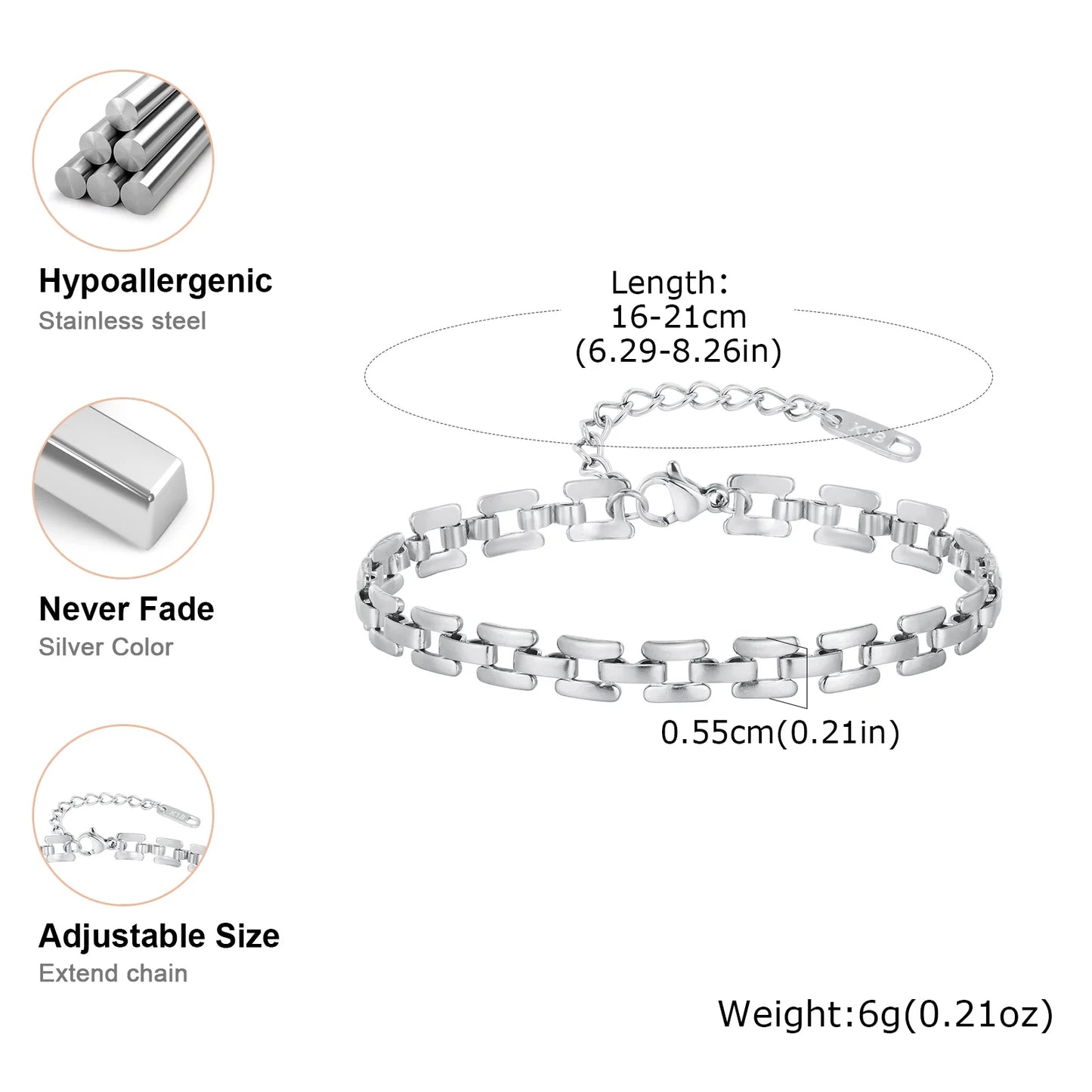 Minimalist Chain Bracelet for Women | Stainless Steel Waterproof Jewelry Gift