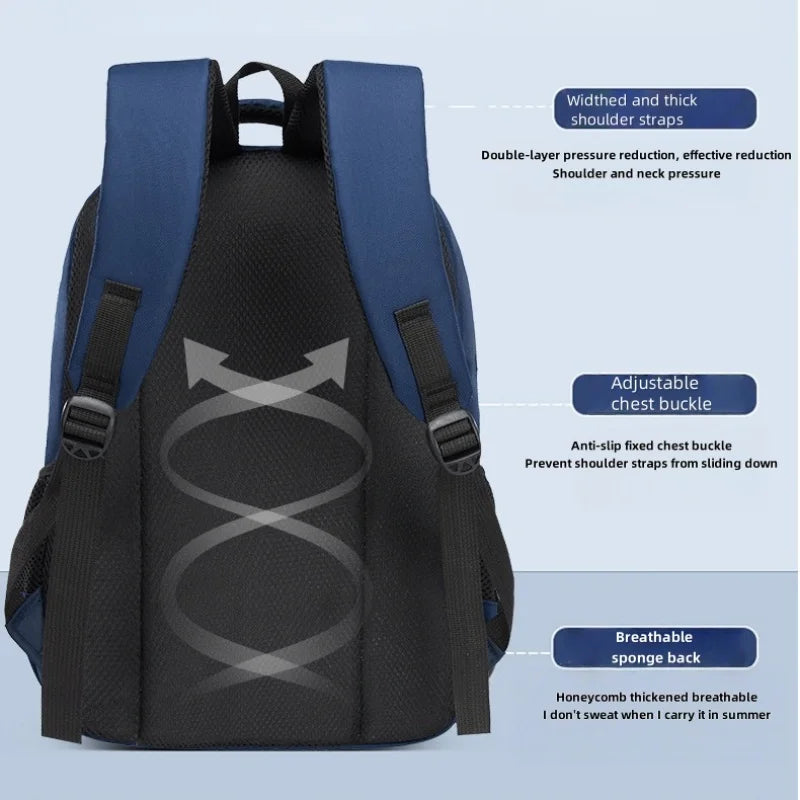 Large Capacity Boys’ School Backpack | Waterproof Multi-Layer Bag for Students