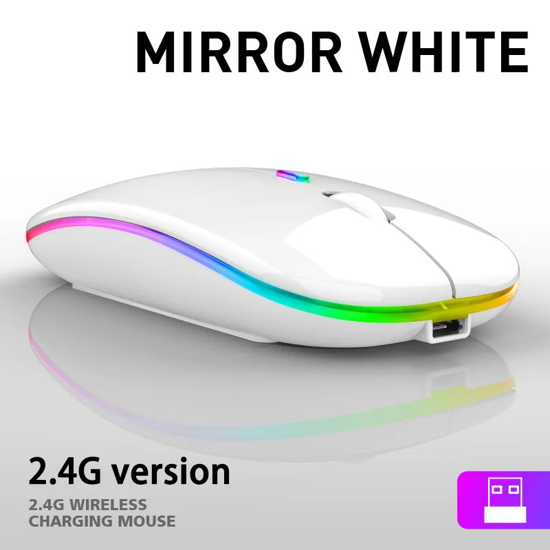 Rechargeable Wireless Mouse | Bluetooth & 2.4G USB Portable Luminous Mouse for PC, Laptop & Tablet