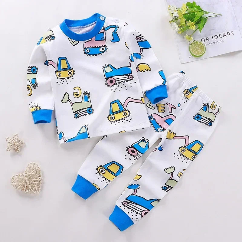 Kids Cartoon Pajama Set | 2024 Long Sleeve Toddler Sleepwear with T-Shirt & Pants