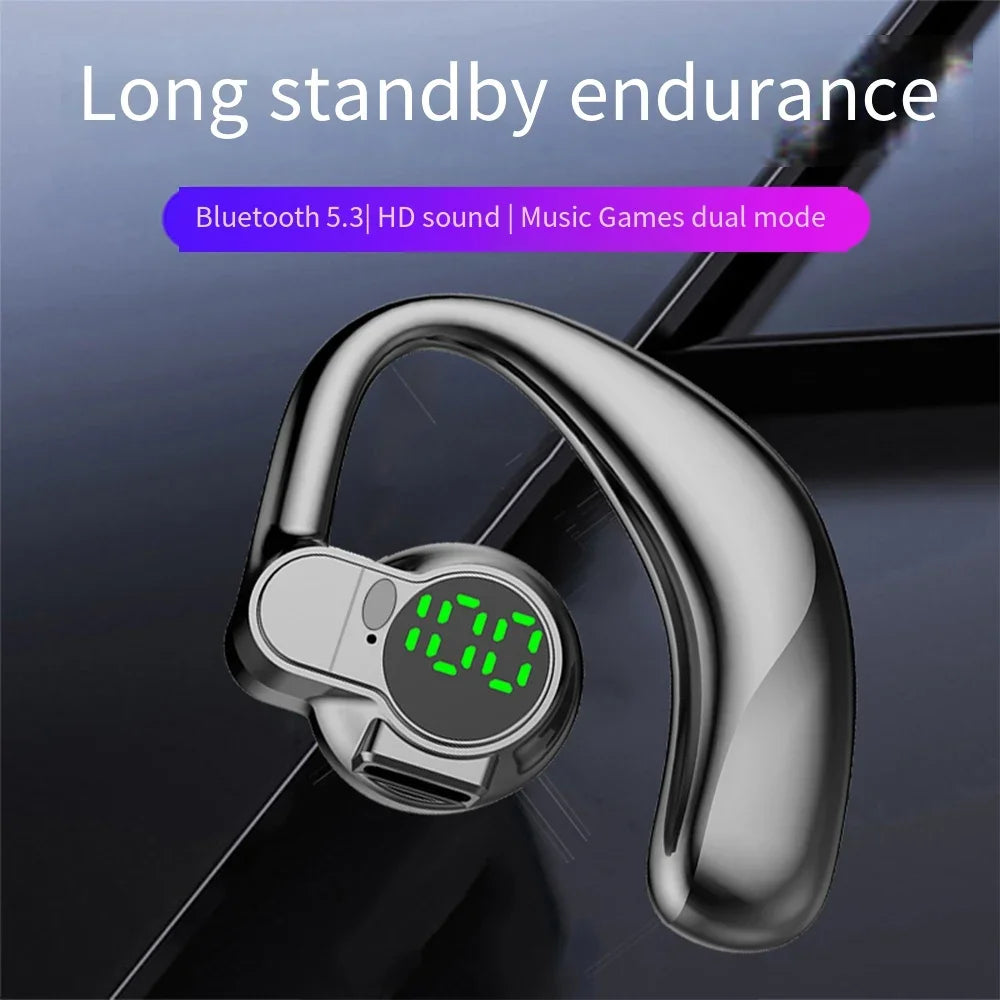 Bluetooth 5.4 Earphone | Single Wireless Earhook Headset with Mic & Noise Cancelling