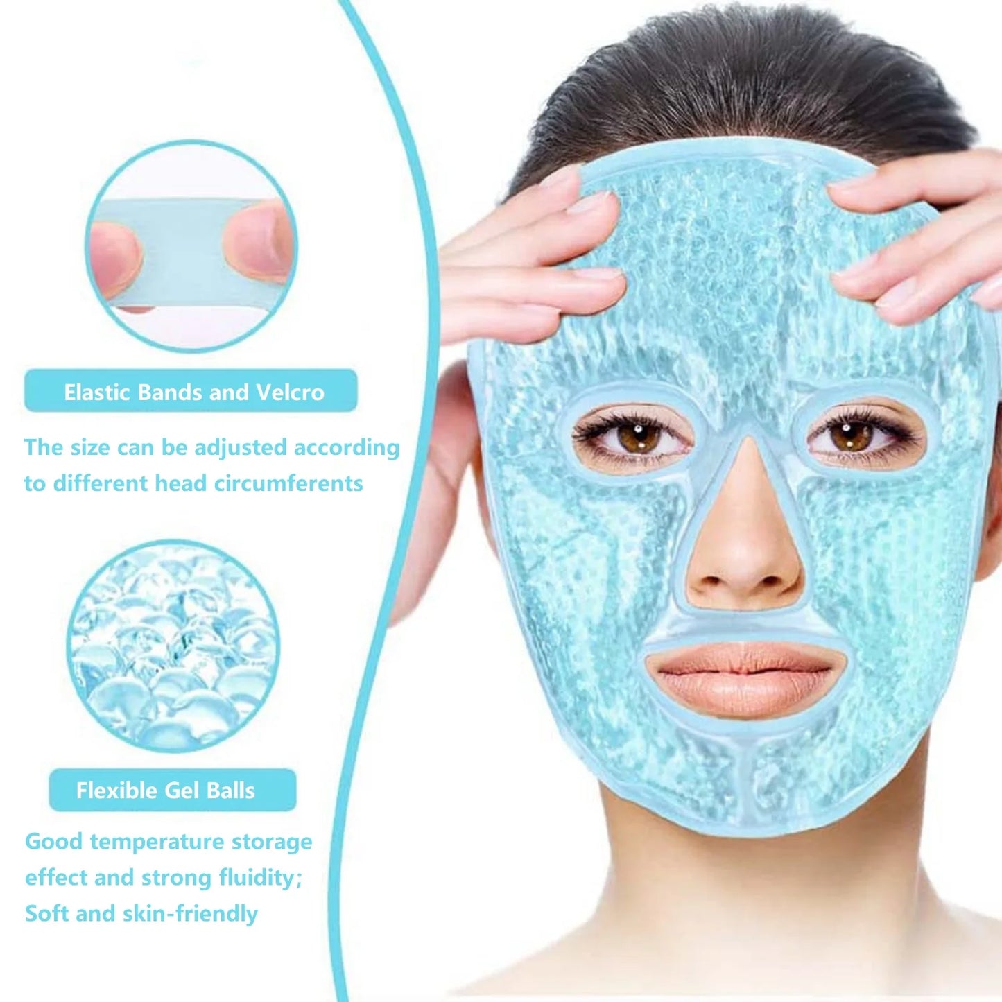 Full Face Ice Mask | Hot & Cold Gel Compress for Facial Massage & Spa Care