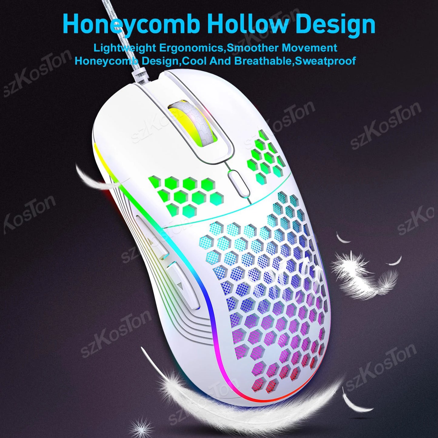 RGB Wired Gaming Mouse | Ergonomic 7200DPI Adjustable Backlit Mouse for PC & Office