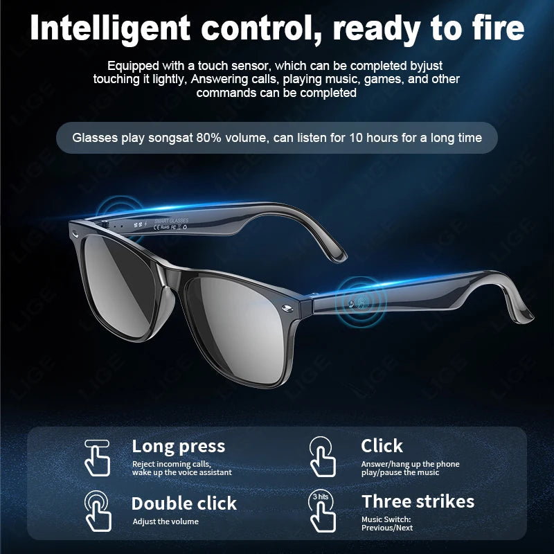 AI Smart Glasses | High-Tech Eyewear with Sunglass, Blue Light & Myopia Lens Options