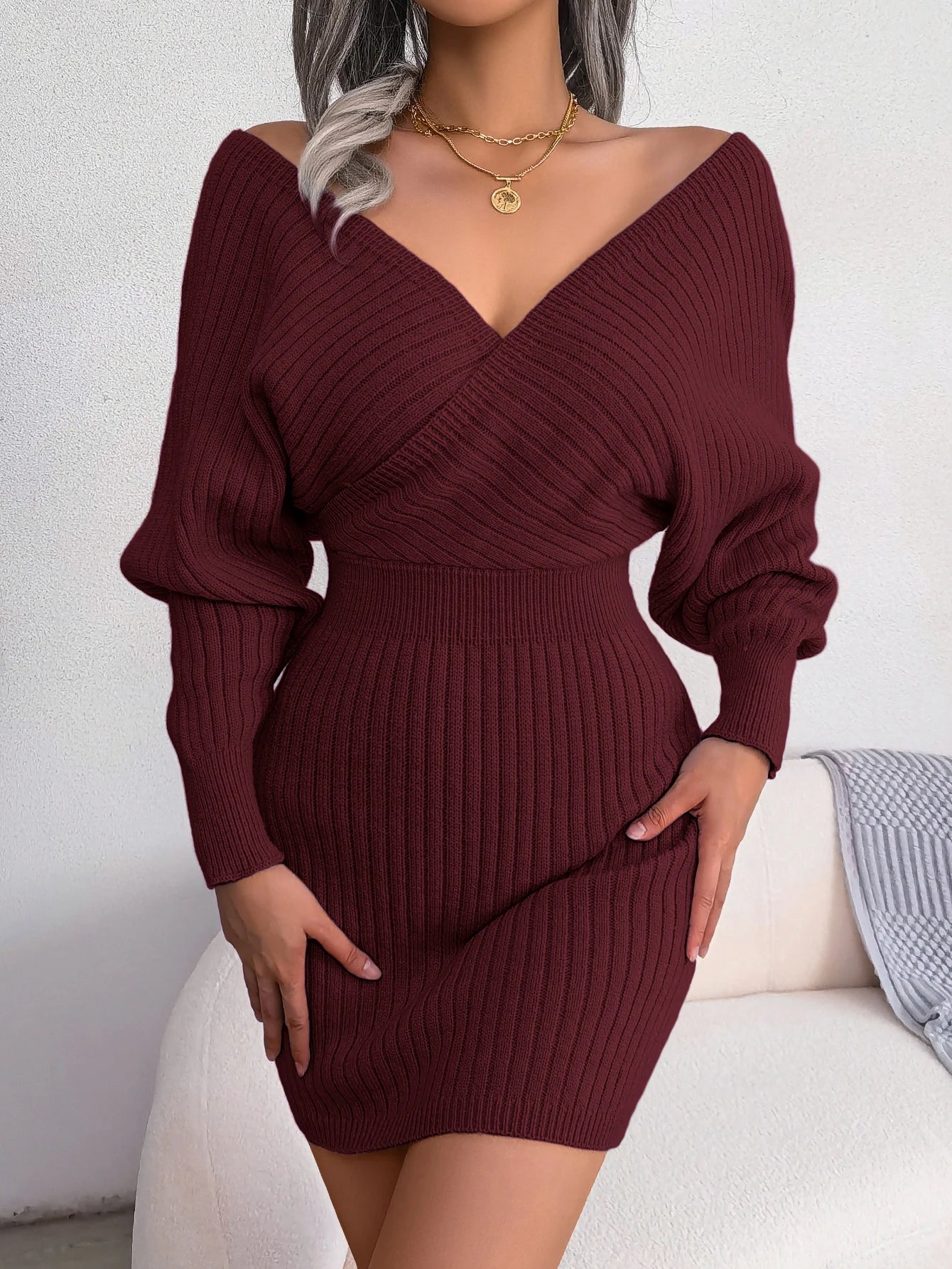 Bodycon Sweater Dress for Women | Long Sleeve Knitted Winter Casual Dress