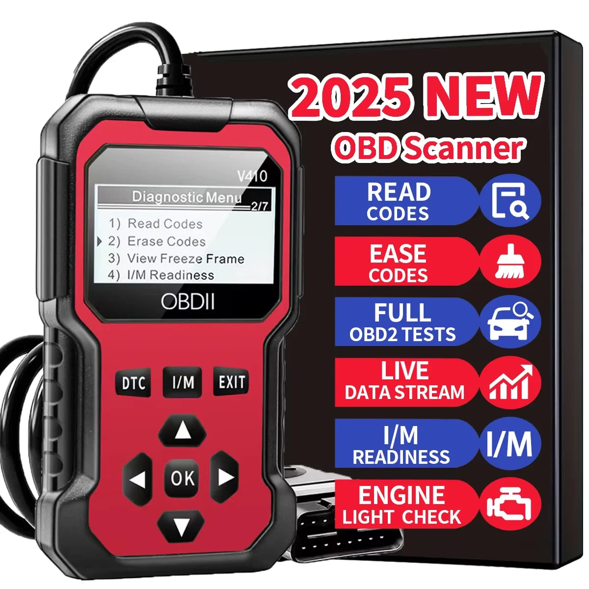 Car OBD2 Scanner | Engine Fault Code Reader & Diagnostic Tool for All OBD II Vehicles