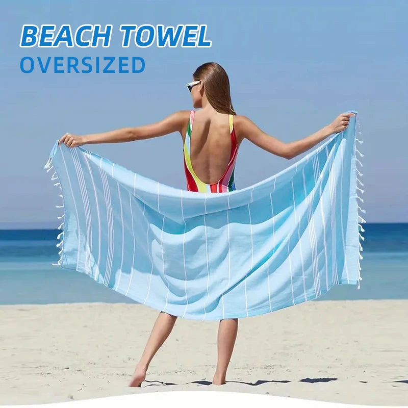 Turkish Beach Towel | Oversized Quick-Dry Sand-Free Towel for Pool & Travel