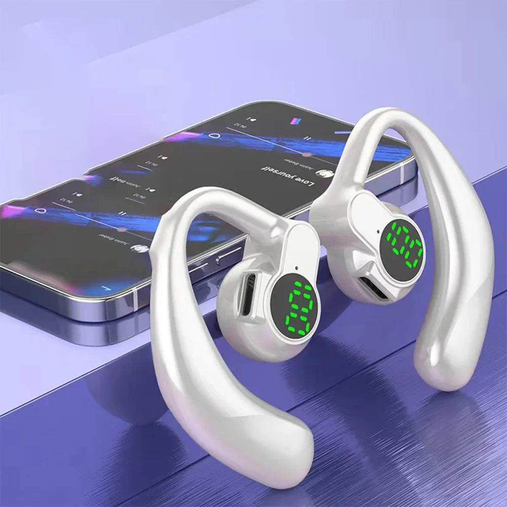 Bluetooth 5.4 Earphone | Single Wireless Earhook Headset with Mic & Noise Cancelling