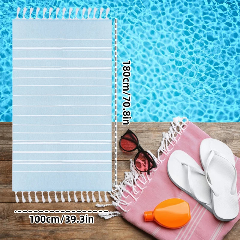 Turkish Beach Towel | Oversized Quick-Dry Sand-Free Towel for Pool & Travel