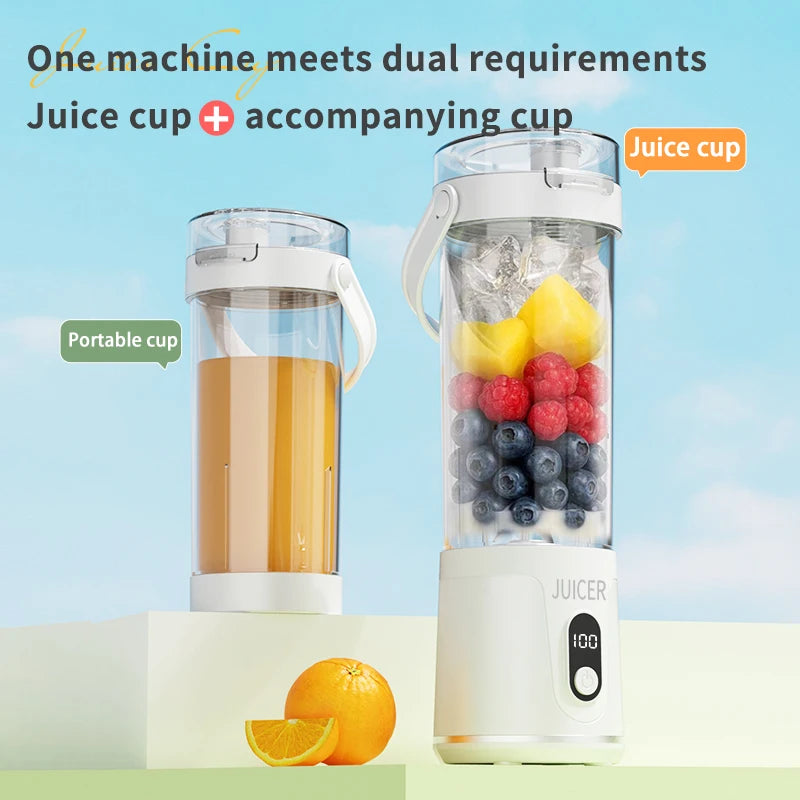 Portable Juice Blender 600ml | USB Rechargeable 12-Blade Smoothie & Milkshake Maker