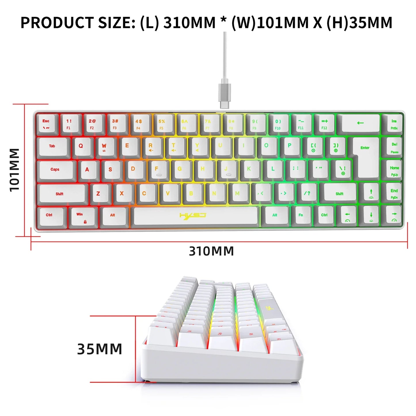 H61K Gaming Keyboard | Mini Wired Mechanical Feel Keyboard with 19-Key Anti-Ghosting