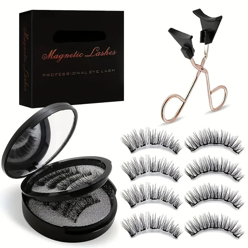 8PCS Magnetic Eyelash Kit | Reusable Natural False Lashes with Eyeliner & Applicator