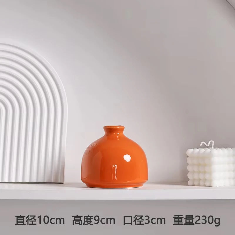 Modern Ceramic Vase | Minimalist Orange Home Décor Flower Vase