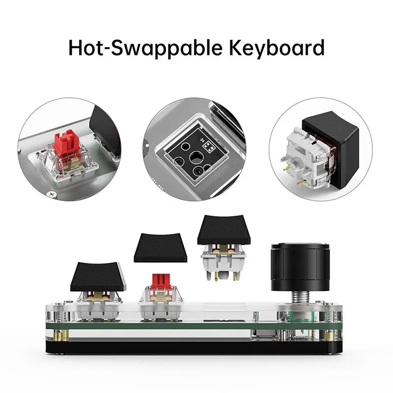 USB Mechanical Macro Keyboard | 3-Key Custom RGB Mini Keypad with Programming Knob
