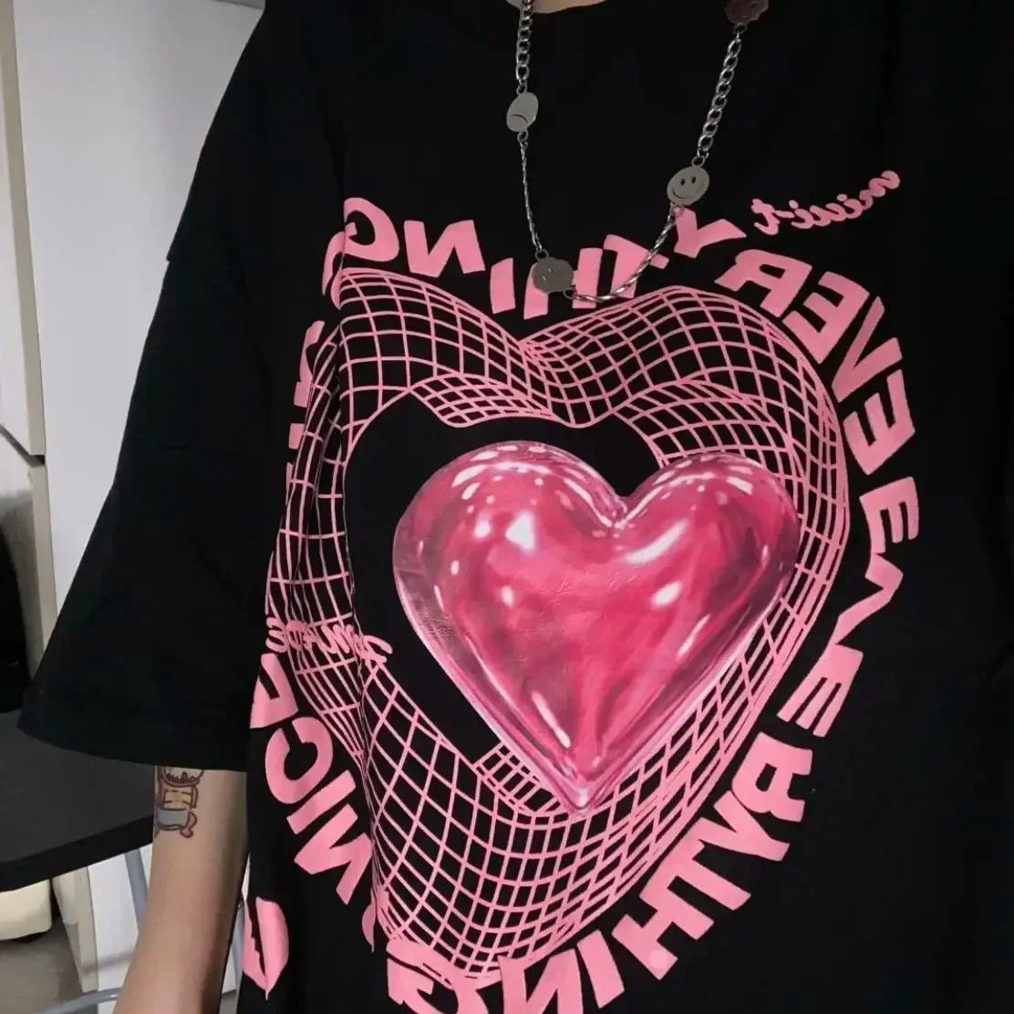 Oversized Love Graphic T-Shirt | Women’s Cute Y2K Streetwear Harajuku Tee