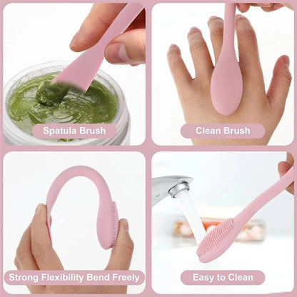 Double-Headed Silicone Face Cleansing Brush | Facial Mask Applicator & Makeup Tool