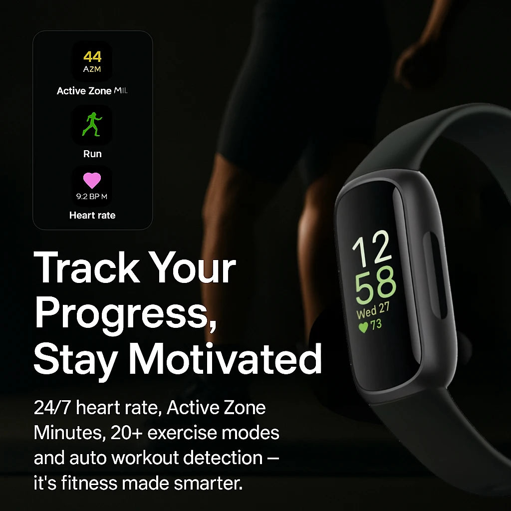 Fitbit Inspire 3 | Smart Fitness Tracker with Heart Rate, Sleep & Stress Monitoring