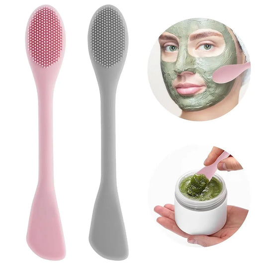 Double-Headed Silicone Face Cleansing Brush | Facial Mask Applicator & Makeup Tool