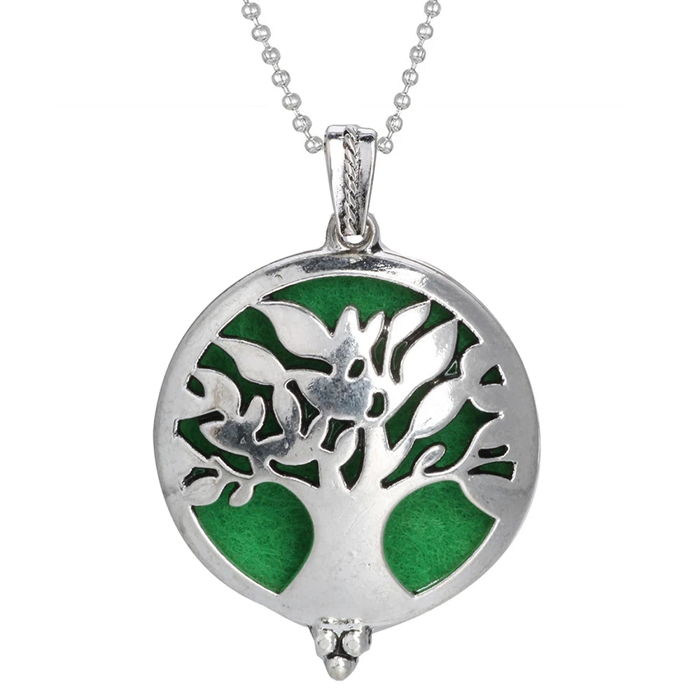 Aromatherapy Tree of Life Necklace | Essential Oil Diffuser Pendant Jewelry