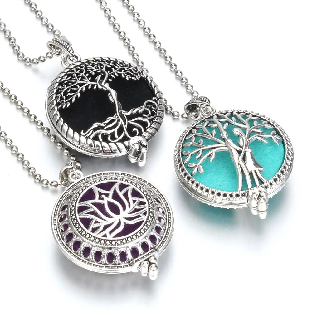 Aromatherapy Tree of Life Necklace | Essential Oil Diffuser Pendant Jewelry