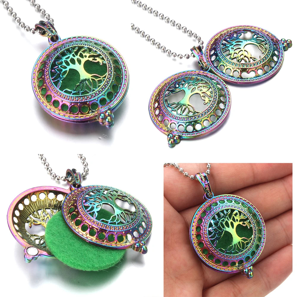 Aromatherapy Tree of Life Necklace | Essential Oil Diffuser Pendant Jewelry