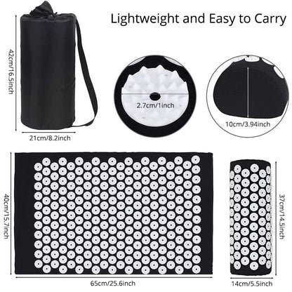 Acupressure Mat & Pillow Set | Yoga Massage Cushion for Neck, Back & Foot Relief