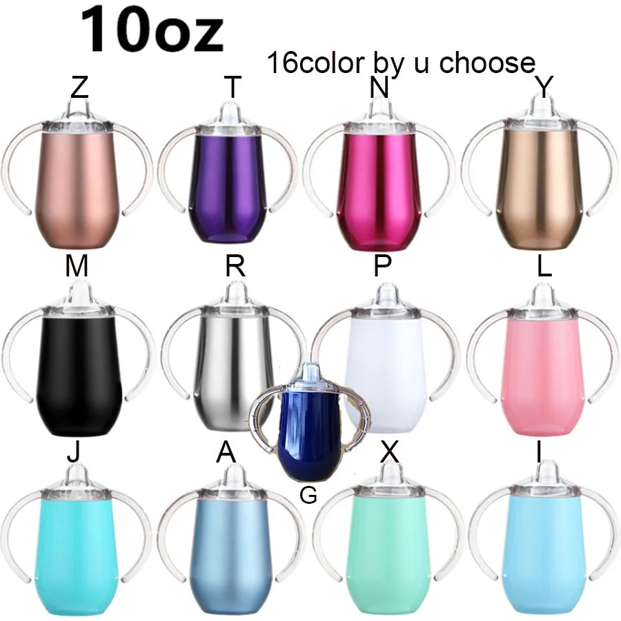 10oz Sippy Cup | Spill-Proof Stainless Steel Insulated Tumbler for Kids & Babies