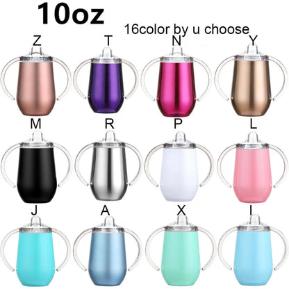 10oz Sippy Cup | Spill-Proof Stainless Steel Insulated Tumbler for Kids & Babies
