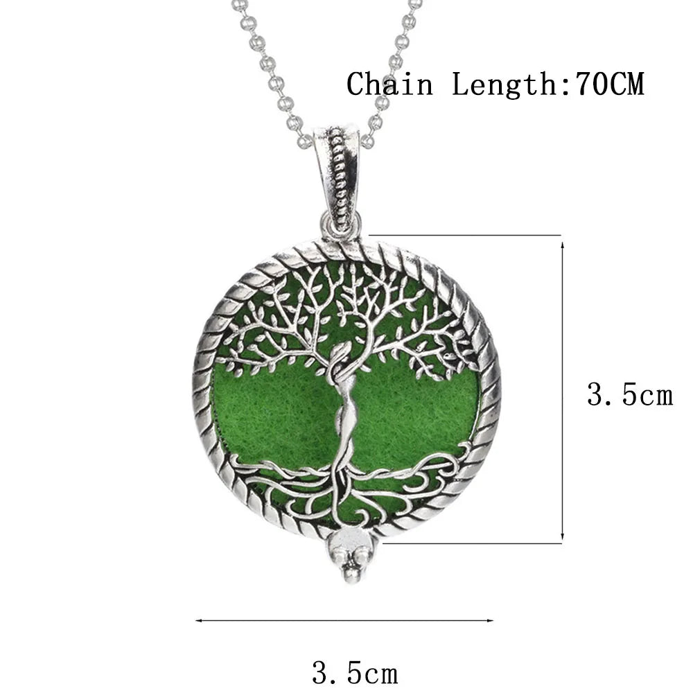 Aromatherapy Tree of Life Necklace | Essential Oil Diffuser Pendant Jewelry
