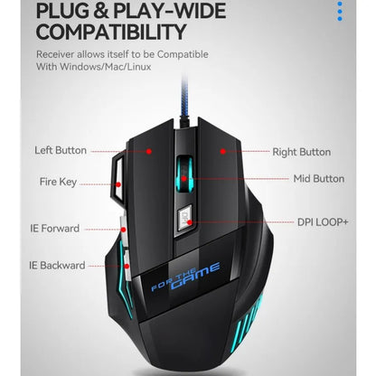 Hyperspeed RGB Gaming Mouse | 7D Wired USB Esports Mouse for PC & Laptop Gamers
