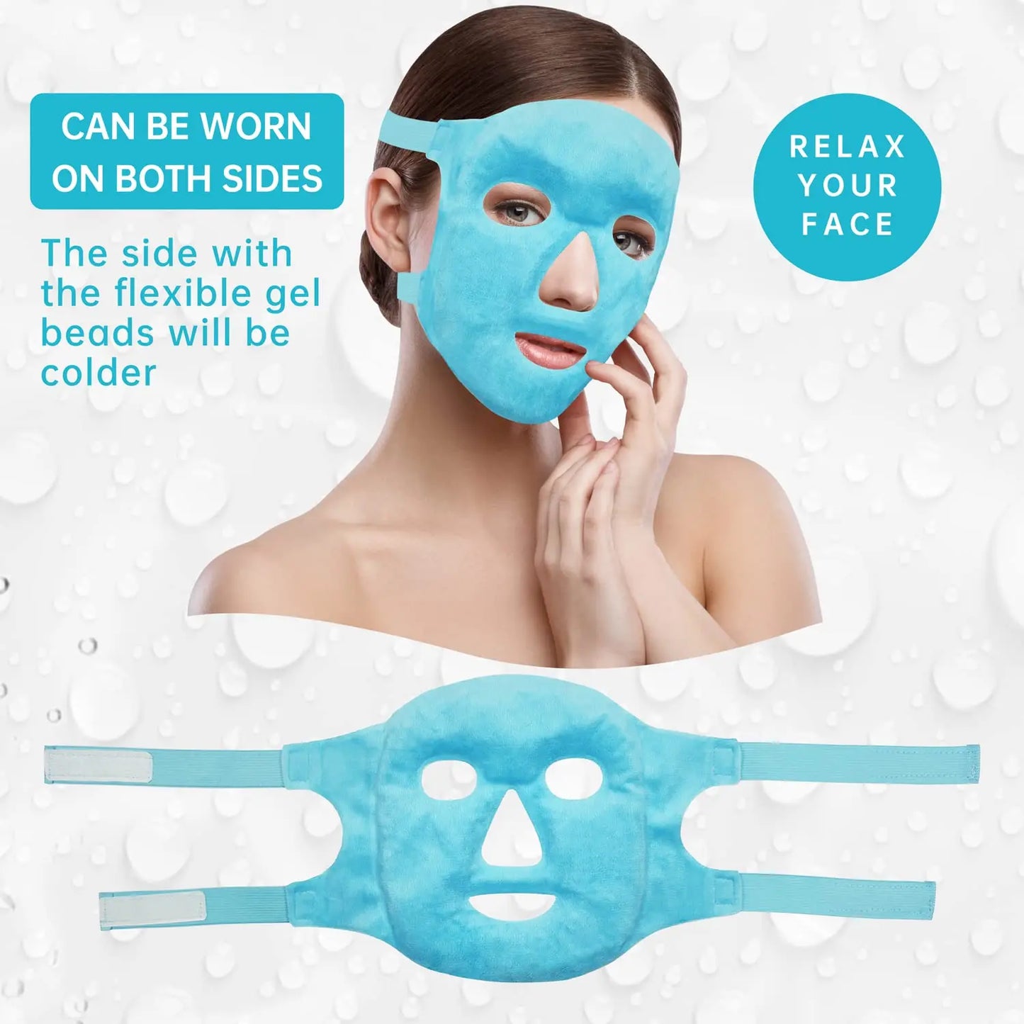 Full Face Ice Mask | Hot & Cold Gel Compress for Facial Massage & Spa Care