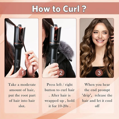 Automatic Hair Curler | Ceramic Rotating Air Curling Iron & Spin Wand Styler