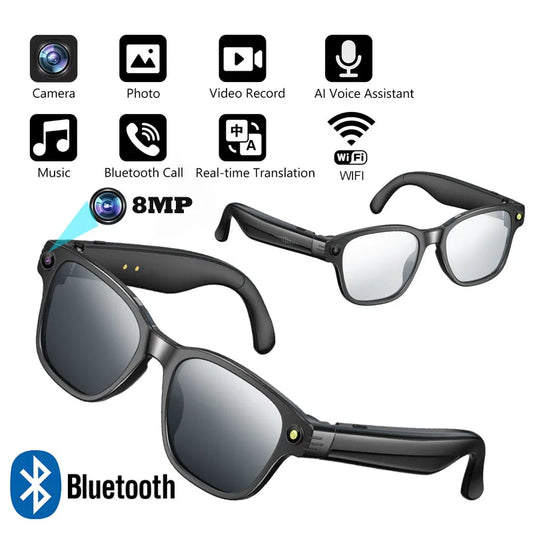 Smart Glasses | 8M HD Camera, AI Voice Assistant, Translation & Object Recognition