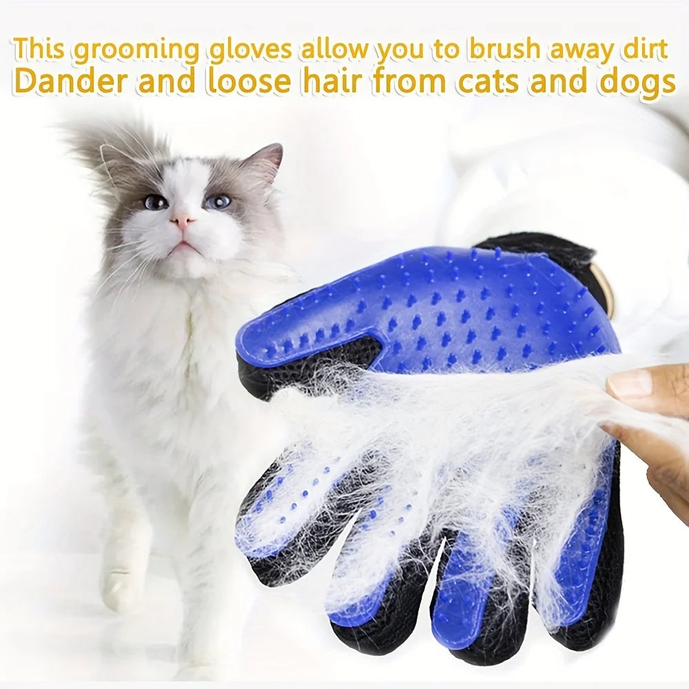 2PC Pet Grooming Gloves | Hair Removal & Massage Mitts for Dogs & Cats