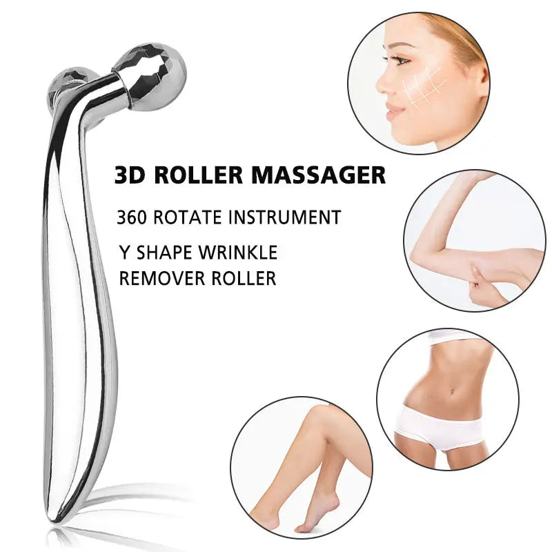 3D Y-Shaped Facial Massage Roller | 360° Rotating Face Slimming & Lifting Tool