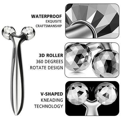 3D Y-Shaped Facial Massage Roller | 360° Rotating Face Slimming & Lifting Tool