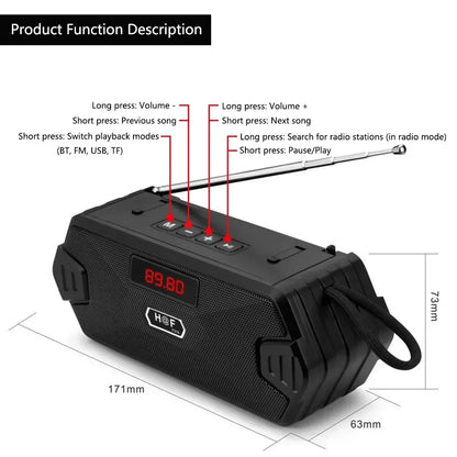 Portable Bluetooth Speaker | Wireless Outdoor Speaker with FM, USB, AUX & TF Card