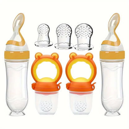 7PCS Baby Feeding Set | Silicone Bottles with Spoon & Fruit Feeder Pacifiers