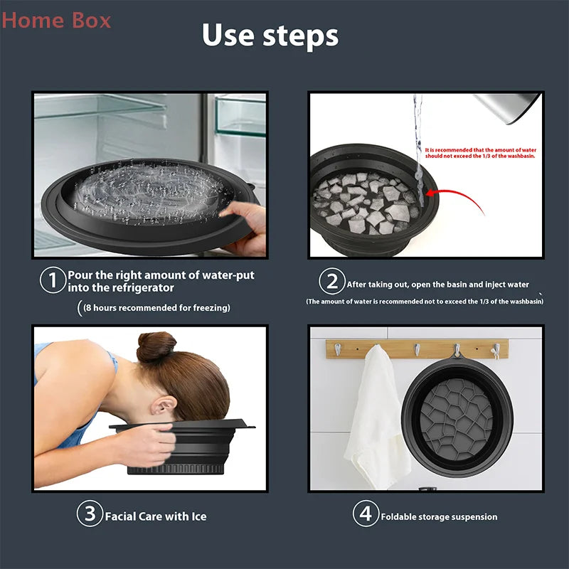 Foldable Silicone Face Ice Bath Bowl | Large Cold Therapy Facial Bowl for At-Home Skin Care
