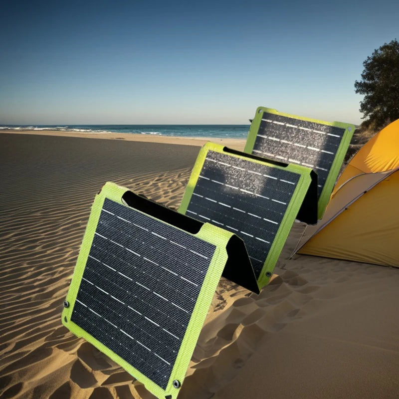 Portable Solar Charger Panel | 21W–80W Flexible USB & DC Charger for Camping