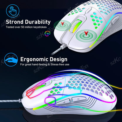 RGB Wired Gaming Mouse | Ergonomic 7200DPI Adjustable Backlit Mouse for PC & Office