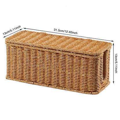 Hand-Woven Charging Station Box | Cable Management Basket for USB & Data Cables