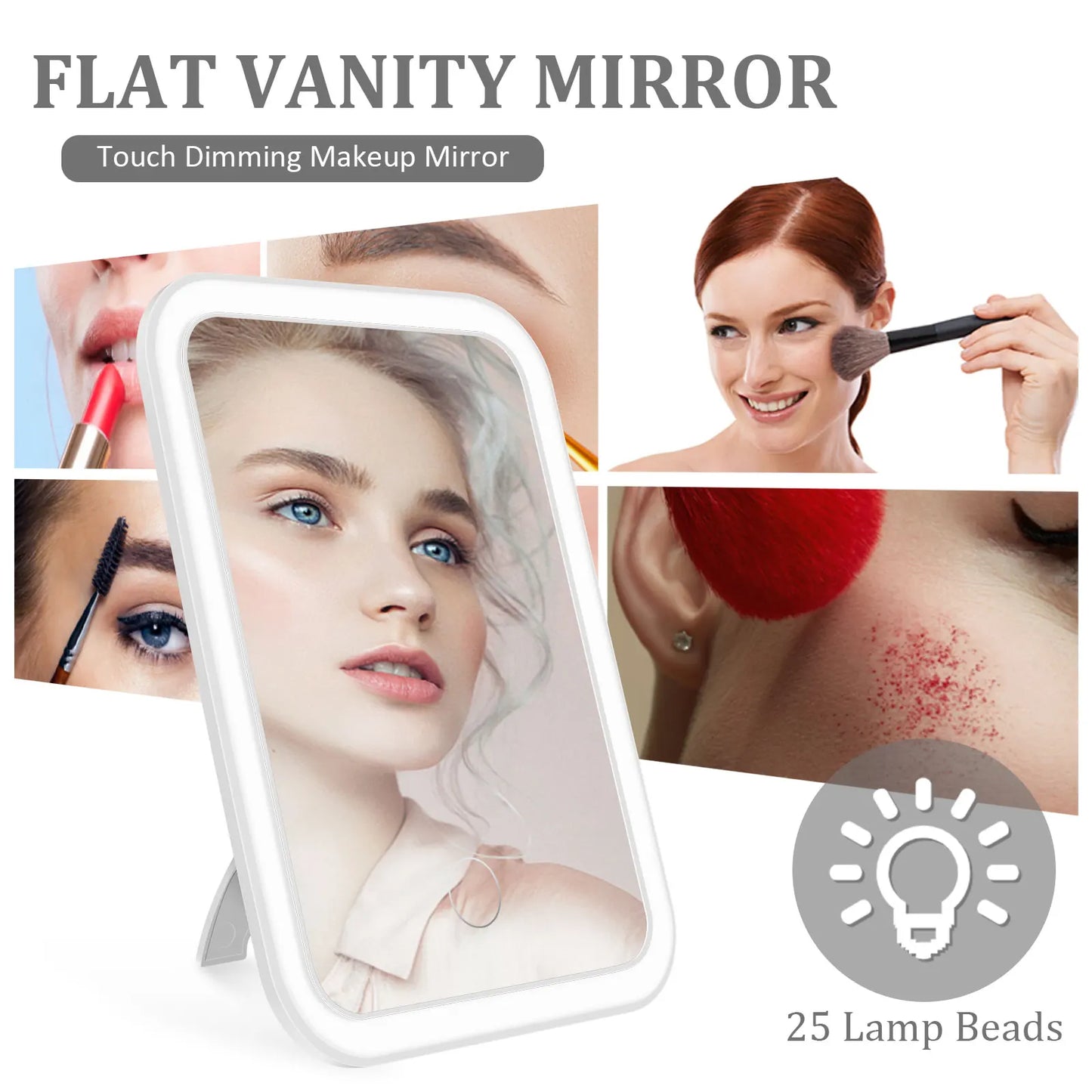 LED Lighted Makeup Mirror | Portable Dimmable Vanity Mirror with Stand for Home & Travel