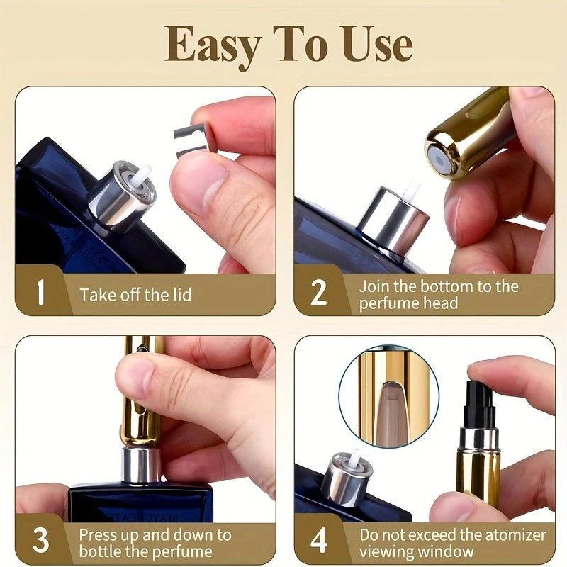 6PCS Portable Perfume Spray Bottles | 5ml Travel Size Refillable Atomizer Set