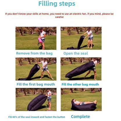Inflatable Sofa | Foldable Fast-Inflating Lounger for Camping & Home Relaxing