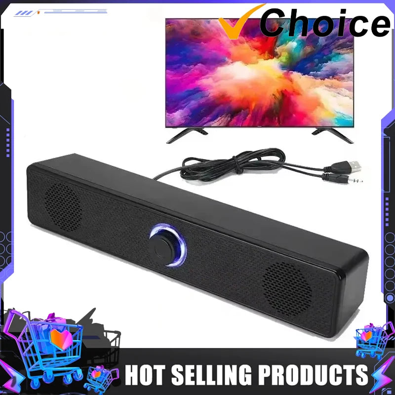 PC Soundbar Speaker | Wired & Wireless Bluetooth Soundbar for TV, Laptop & Gaming