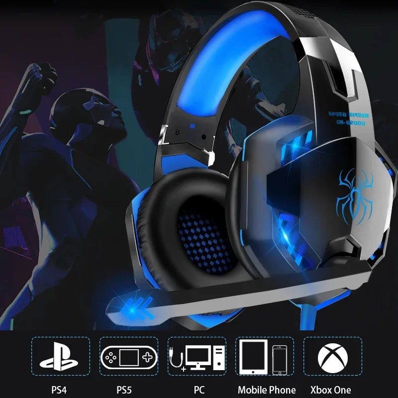 G2000 Gaming Headset | Stereo Headphones with Mic & LED Lights for PC, PS4 & Xbox