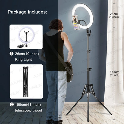 26cm LED Ring Light with Tripod | Selfie & Video Lighting Kit with Remote Control